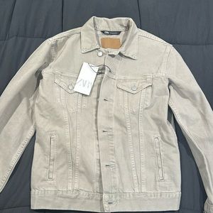 Zara Men’s Jean Jacket size Small Tan/Gray NWT